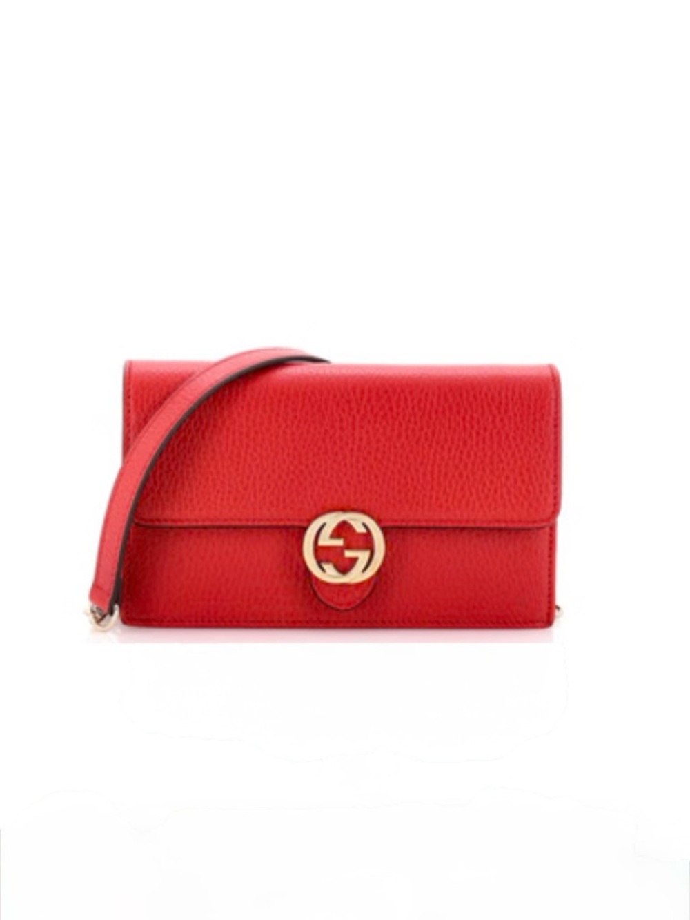 Gucci GG Dollar Calf Red Interlocking Chain Handbag EUC